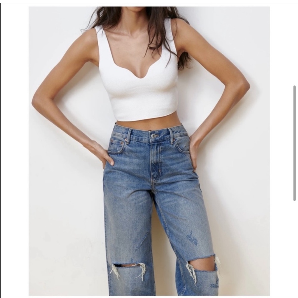 Zara The New Daddy Straight Leg Mid Rise Jeans in Devon Blue - Picture 3 of 11